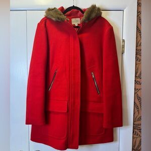 ASOS Hooded Chateau Parka Red Women’s Size 12
